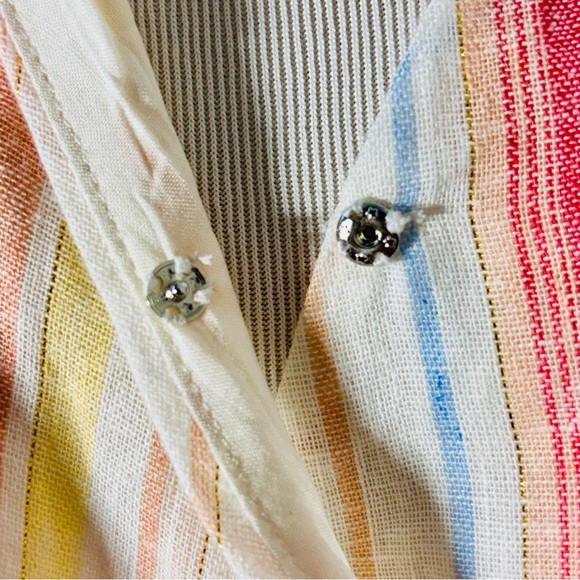 NWOT Lush Women’s Peach & Orange Striped Linen Blend Sleeveless Sun Dress Size S - Picture 3 of 8